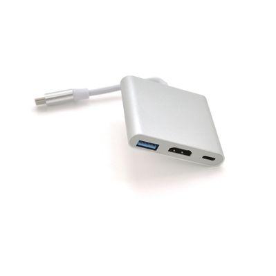 Концентратор Voltronic USB-C 3-in-1 USB 3.0 + USB-C + HDMI 0.1m 4K/2K silver (YT-C-T-C(M)/HDMI(F)/USB3)