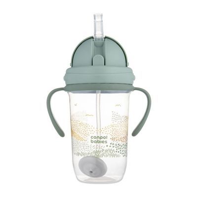 Поїльник-непроливайка Canpol babies MOUNTAINS з трубочкою і обтяжувачем, 270 мл, зелена (56/620_gre)