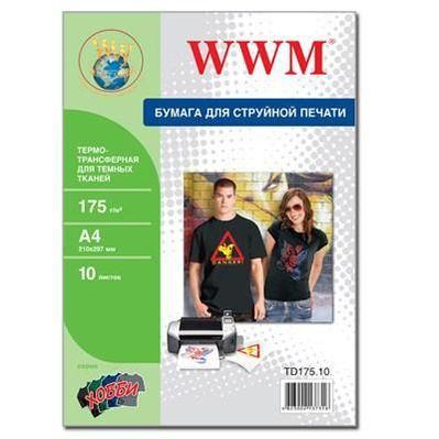 Бумага WWM A4 Termotransfers/Black (TD175.10)