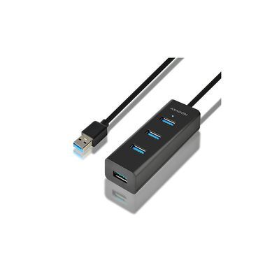 Концентратор AXAGON USB 3.1 to 4xUSB 3.0 1.2m + cable USB to Micro 5P black (HUE-S2BL)