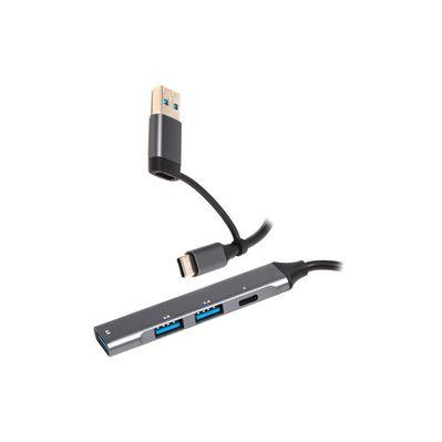 Концентратор Maxxter USB-C + USB-A to 1xUSB 3.0 + 2xUSB 2.0 + 1xUSB-C (HU3C-4P1CN-01)