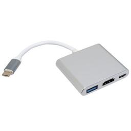 Концентратор Patron USB-C to HDMI + USB 3.0 + USB-C 0.1m black (ADAPT-PN-TYPE-C-HUB)