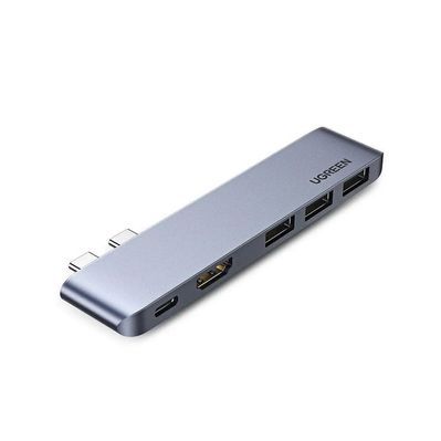 Концентратор Ugreen 2xUSB-C to 3xUSB 3.0 + HDMI + USB-C CM251 gray (60559)