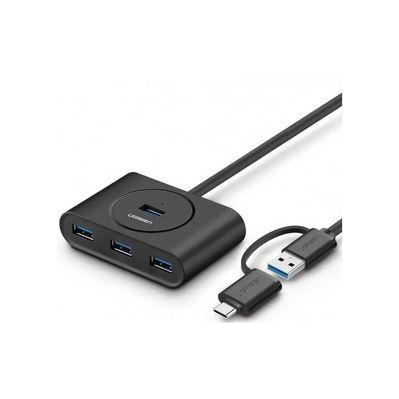 Концентратор Ugreen USB 3.0 to 4xUSB + USB-C plug 1.0m CR113 black (40850)