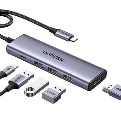 Концентратор Ugreen USB-C to HDMI + 3xUSB 3.0 + PD CM511 gray (15596)