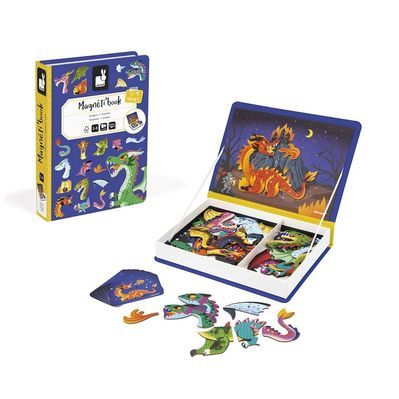 Розвиваюча іграшка Janod Магнітна книга Дракони 53 елемента (J02527)