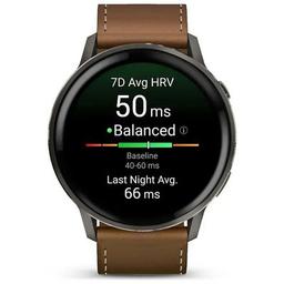 Смарт-часы Garmin Venu 4 (45mm), Black w/ Slate + Leather, GPS смарт-годинник (010-03014-03)