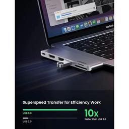 Концентратор Ugreen 2xUSB-C to HDMI + 2xUSB 3.0 + SD/TF + USB-C CM380 gray (80856)