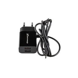 Зарядное устройство Grand-X 5V 2,1A 2USB + micro USB Black (CH-35B)