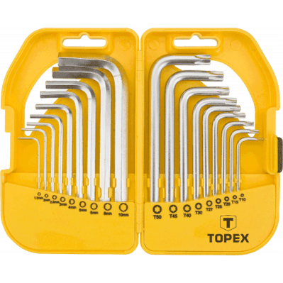 Набор инструментов Topex ключи шестигранные HEX и Torx, набор 18 шт.*1 уп. (35D952)