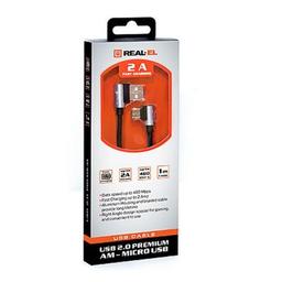 Дата кабель USB 2.0 AM to Micro 5P 1.0m Premium black REAL-EL (EL123500031)