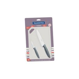 Набор ножей Tramontina Plenus 3 предмета (с досточкой) Grey (23498/614)