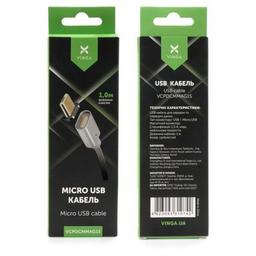 Дата кабель USB 2.0 AM to Micro 5P 1.0m Magnetic Vinga (VCPDCMMAG1S)