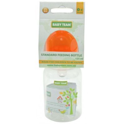 Пляшечка для годування Baby Team з силікон.соскою 125 мл 0+ помар (1400_оранжевый)