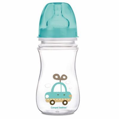 Пляшечка для годування Canpol babies антиколькова EasyStart - Toys з широким отвором 240 мл (35/221_blu)