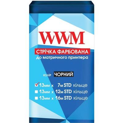 Стрічка до принтерів 13мм х 7м STD к. Black WWM (R13.7S)