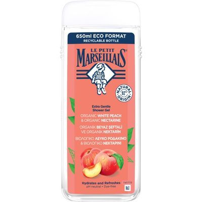 Гель для душу Le Petit Marseillais БІО Білий персик та нектарин 650 мл (3574661285955/3574661714738)