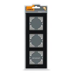 Рамка Videx BINERA черное стекло 3 поста вертикал (VF-BNFRG3V-B)