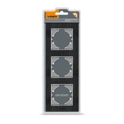 Рамка Videx BINERA черный алюминий 3 поста (VF-BNFRA3V-B)