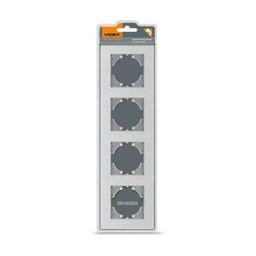 Рамка Videx BINERA серебристый алюминий 4 поста (VF-BNFRA4H-SL)