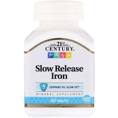 Мінерали 21st Century Залізо повільного вивільнення, 60 таблеток (CEN-27343)