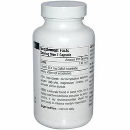Аминокислота Source Naturals DMAE (диметиламиноэтанол) 351 мг, 100 капсул (SN1582)