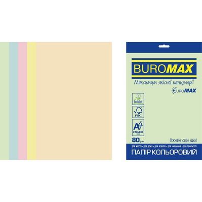 Папір Buromax А4, 80g, PASTEL, 5colors, 50sh EUROMAX (BM.2721250E-99)