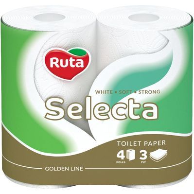Туалетний папір Ruta Selecta 3 шари 4 рулони (4820023744387)