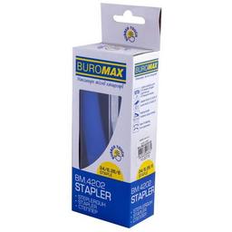 Степлер Buromax RUBBER TOUCH, 20 арк., скобы №24; 26, 127х54х33 мм, синий (BM.4202-02)