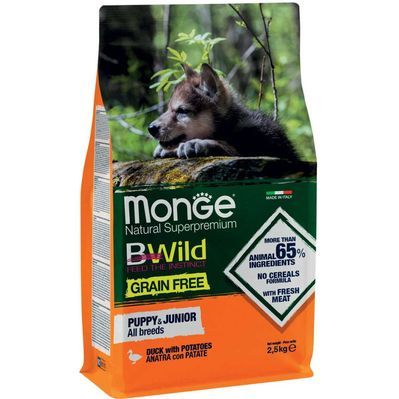 Сухий корм для собак Monge Dog Bwild Gr. Free Puppy&Junior качка 2.5 кг (8009470004787)