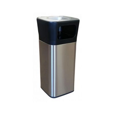 Контейнер для сміття JAH квадратный з попільничкою Срібний металік 25 л (6331)