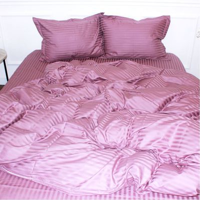 Постільна білизна MirSon Satin Stripe 30-0008 Smoky Pink 160х220 полуторний Євро (2200005250280)