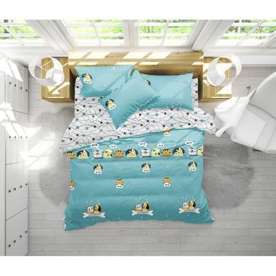 Постільна білизна MirSon Бязь 17-0518 Cat-dog blue Сімейний 160x220 (2200003649963)