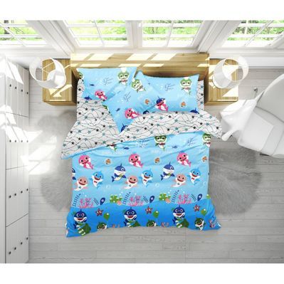 Постільна білизна MirSon Бязь 17-0521 Sharks blue Сімейний (2200003655797)