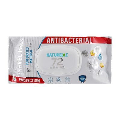 Вологі серветки Naturelle Антибактеріальні з д-пантенолом, іонами срібла й вітаміном Е 72 шт. (4820207591028)