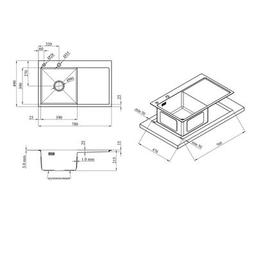 Мойка кухонная Kroner Schwarze-7849LHM (CV025278)