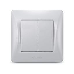 Вимикач Videx BINERA 2кл срібний шовк (VF-BNSW2-SS)