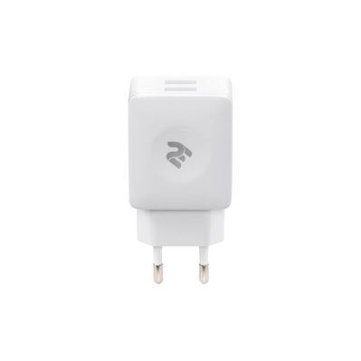 Зарядний пристрій 2E Wall Charger Dual USB-A 2.4A + cable USB-C White (2E-WC1USB2.1A-CC)