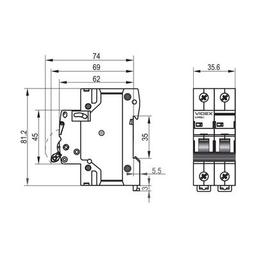 Автоматический выключатель Videx RS6 RESIST 2п 20А 6кА С (VF-RS6-AV2C20)