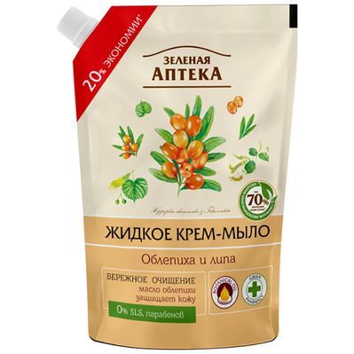 Рідке мило Зелена Аптека Обліпиха та липа дой-пак 460 мл (4823015935374)