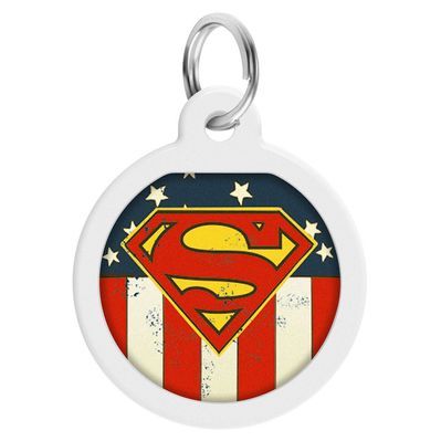 Адресник для тварин WAUDOG Smart ID з QR паспортом "Супермен Америка", круг 25 мм (0625-1010ru-eng)