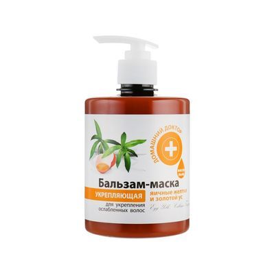 Маска для волосся Домашній Доктор Зміцнювальна Яєчні жовтки і золотий вус 500 мл (4823015929878)