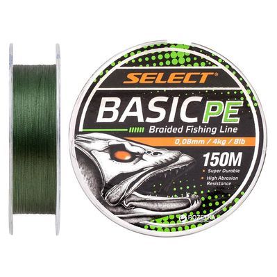 Шнур Select Basic PE 150m Dark Green 0.10mm 10lb/4.8kg (1870.18.21)