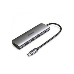 Концентратор Ugreen USB3.0 Type-C to USB 3.0x3/HDMI/jack 3.5mm/PD CM136 (80132)