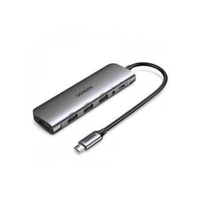 Концентратор Ugreen USB3.0 Type-C to USB 3.0x3/HDMI/jack 3.5mm/PD CM136 (80132)
