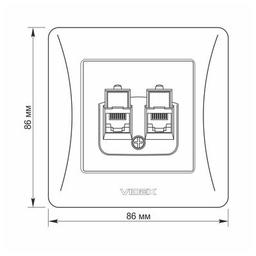 Комп'ютерна розетка Videx BINERA CAT6 + CAT6 подвійна черн (VF-BNSK2PC6-BG)
