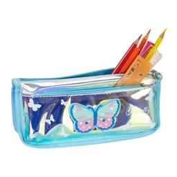Пенал Cool For School голографический 2 отделения Butterfly голубой (CF86964)
