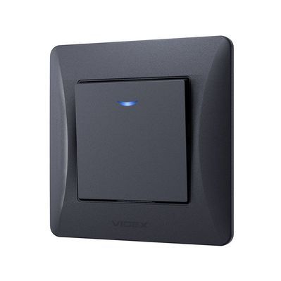 Вимикач Videx BINERA 1кл з підсвічуванням чорний графіт (VF-BNSW1L-BG)
