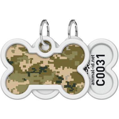 Адресник для тварин WAUDOG Smart ID з QR паспортом "Мілітарі" кістка 40х28 мм (231-4026)