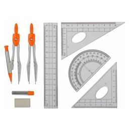 Готовальня Economix в кейсе с кнопкой 8 предметов, оранжевая (E81419)